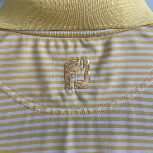 Footjoy FJ Men's Golf Polo Shirt XL Yellow White - Picture 3 of 8